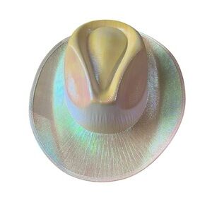 New! 24" Adults Iridescent White Cowboy Hat